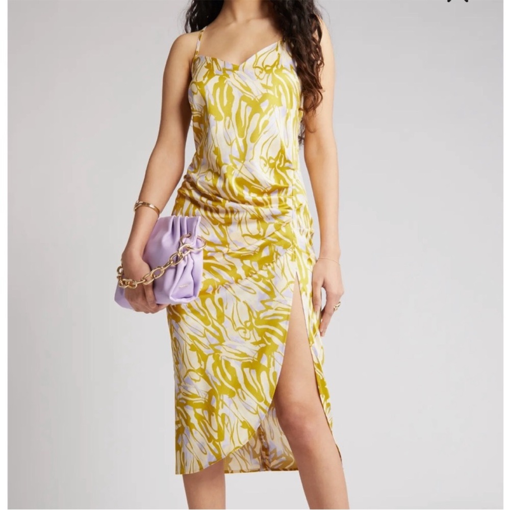 Yellow and White Floral Midi Dress